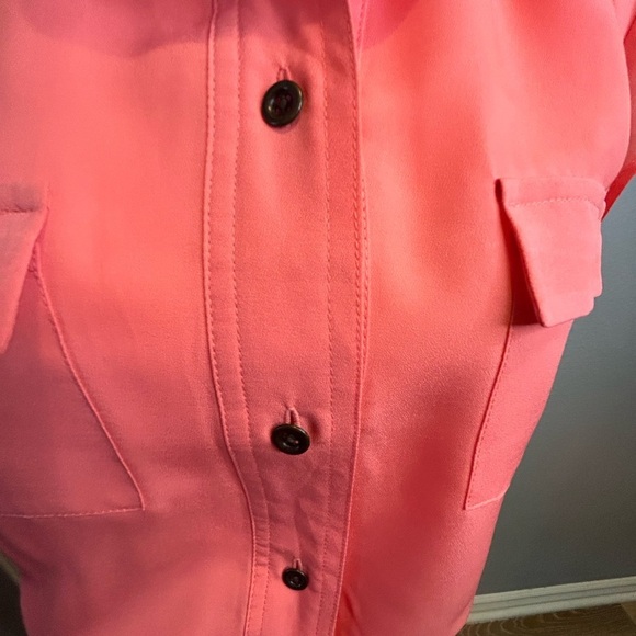 “Banana Republic” Coral Cap Sleeve Midi Shirt Dress w/Belt & Button Front Size 6 - Picture 6 of 13